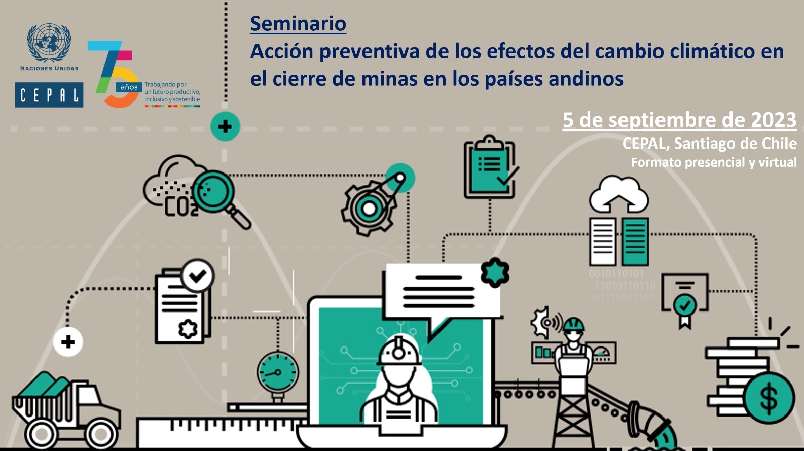 Afiche oficial del seminario CEPAL del 5 de septiembre de 2023