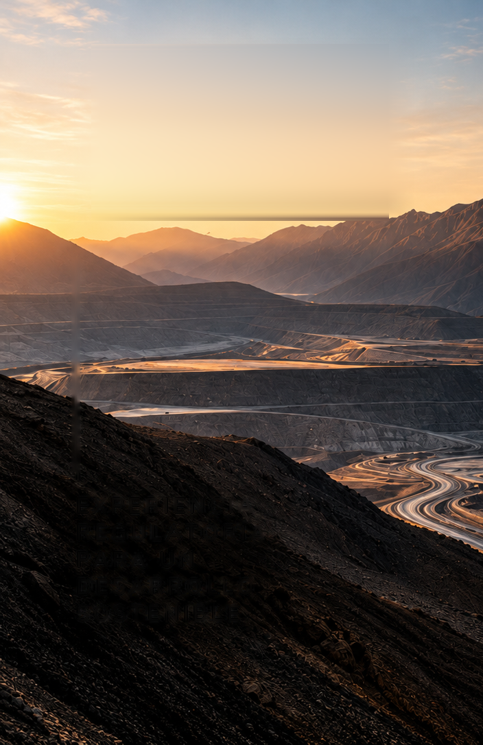 Faena minera entre montañas al amanecer
